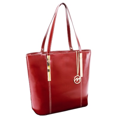 McKlein M Series Cristina Red Leather Tote with Tablet Pocket (97546)
