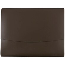 JAM Paper® Italian Leather Portfolios With Snap Closure, 10 1/2 x 13 x 3/4, Dark Brown, 12/Pack (223