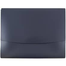 JAM Paper® Italian Leather Portfolios With Snap Closure, 10 1/2 x 13 x 3/4, Navy Blue, 12/Pack (2233