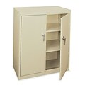 OfficeSource Budget 42 Metal Counter Height Storage Cabinet with 2 Shelves, Putty (8903PTY)