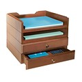 Bindertek Stackable Wood Desk Organizers, 2 Tray & 2 Drawer Kit, Cherry (WK8-CH)