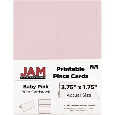 JAM Paper® Printable Place Cards, 1.75 x 3.75, Baby Pink Placecards, 12/pack (225928569)