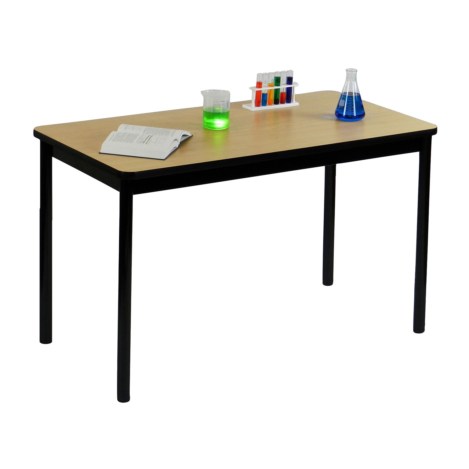 Correll, Inc. 60 Rectangular Shape High-Pressure Laminate Top Lab Table, Fusion Maple with Black Frame (LT3060)