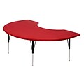 Correll® 48D x 72L Kidney Shaped Heavy Duty Plastic Activity Table; Red Top