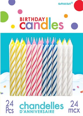 Amscan Spiral Birthday Candles, 2.5, Multicolored, 12/Pack, 24 Per Pack (17105.99)