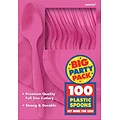 Amscan Big Party Pack Mid Weight Spoon, Bright Pink, 3/Pack, 100 Per Pack (43601.103)