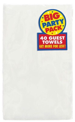 Amscan Big Party Pack Guest Towel, 2-Ply, Frosty White, 6/Pack, 40 Per Pack (63215.08)