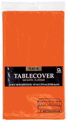 Amscan Plastic Tablecover, 54 x 108, Orange, 12/Pack (77015.05)