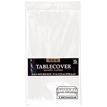 Amscan 54 x 108 White Plastic Tablecover, 12/Pack (77015.08)