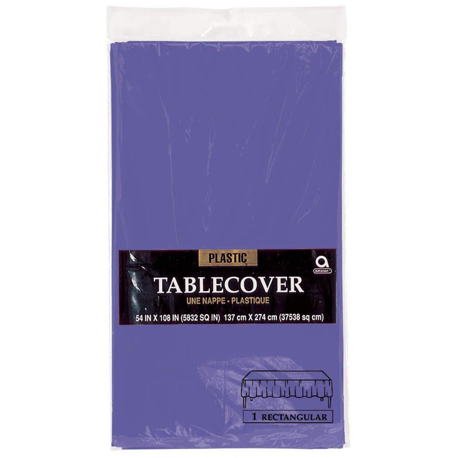 Amscan Plastic Tablecover, 54 x 108, Purple, 12/Pack (77015.106)