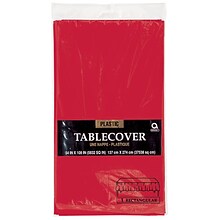 Amscan 54 x 108 Apple Red Plastic Tablecover, 12/Pack (77015.4)