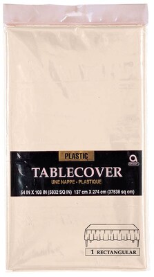 Amscan 54 x 108 Vanilla Creme Plastic Tablecover, 12/Pack (77015.57)