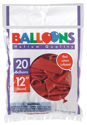 Amscan Solid Color Packaged Latex Balloons, 12, Apple Red, 18/Pack, 15 Per Pack (113252.4)