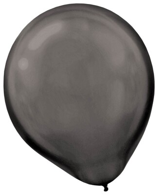 Amscan Pearlized Latex Balloons Packaged, 12, 16/Pack, Black, 15 Per Pack (113253.1)