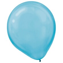 Amscan Pearlized Packaged Latex Balloons, 12, Caribbean Blue, 16/Pack, 15 Per Pack (113253.54)