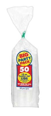 Amscan Big Party Pack Clear Plastic Cup Lids, 16oz, 50/Sleeve, 4 Sleeves/Pack (358910.86)