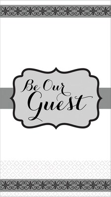 Amscan Premium Be Our Guest Guest Towels, 7.75 x 4.5, Black/White, 3/Pack, 16 Per Pack (530070)