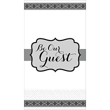 Amscan Premium Be Our Guest Guest Towels, 7.75 x 4.5, Black/White, 3/Pack, 16 Per Pack (530070)