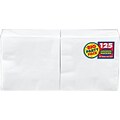 Amscan Big Party Pack Napkins, 6.5 x 6.5, White, 4/Pack, 125 Per Pack (610013.08)