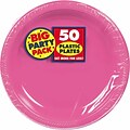 Amscan Big Party Pack 7W Round Bright Pink Plastic Plates, 3/Pack, 50 Per Pack (630730.103)