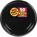 Amscan 10.25 Black Big Party Pack Round Plastic Plate, 2/Pack, 50 Per Pack (630732.1)