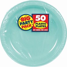 Amscan 10.25 Robins Egg Blue Big Party Pack Round Plastic Plate, 2/Pack, 50 Per Pack (630732.121)