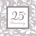 Amscan Elegant Scroll 25th Anniversary Lunch Napkins, 6.5 x 6.5, Silver, 8/Pack, 16 Per Pack (5138501)