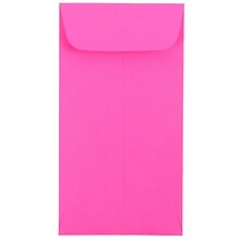 JAM Paper #7 Coin Business Colored Envelopes, 3.5 x 6.5, Ultra Fuchsia Pink, 50/Pack (1526767I)