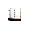 Waddell Monarch 72W x 72H x 16D Floor Case, Mirror Back, Champagne Finish, Black Marble Base