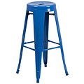 Flash Furniture 30 High Backless Blue Metal Indoor-Outdoor Barstool with Round Seat (CH3135030BL)