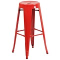 Flash Furniture 30 High Backless Red Metal Indoor-Outdoor Barstool w/Round Seat, 4bx CH3135030RED