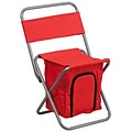 Flash Furniture Kids Fold Camping Chair w/Insulated Storage in Red, Silver Powder Coated Frame Fin