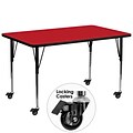 Flash Furniture Mobile 30Wx72L Rectangular Activity Table w/1.25 Laminate Top, Adj Legs, Red
