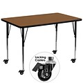 Flash Furniture Mobile 36Wx72L Rectangular Activity Table, 1.25 Oak Laminate Top, Adj Legs