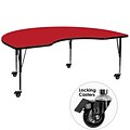 Flash Furniture Mobile 48x96 Kidney-Shaped Activity Table, 1.25 Red Laminate Top, Preschool Legs