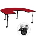 Flash Furniture Mobile 60Wx66L Horseshoe-Shaped Activity Table, Red Laminate Top, Preschool Legs