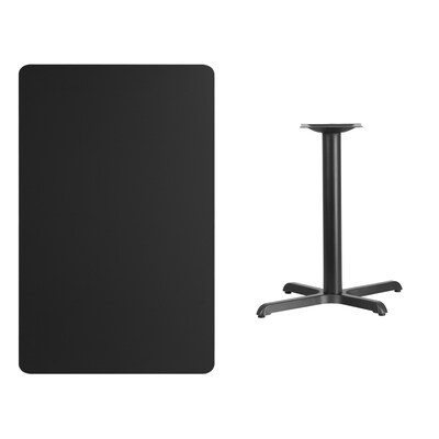 Flash Furniture 30x48 Laminate Rectangular Table Top, Black w/22x30 Table-Height Base (XUBK3048T2230)
