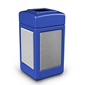 Commercial Zone Products® 42gal Square StoneTec® Trash Receptacle, Blue with Ashtone Panels (720330)