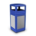 Commercial Zone Products® 42gal Square StoneTec® Trash Receptacle with Dome Lid, Blue with Ashtone Panels (72043099)