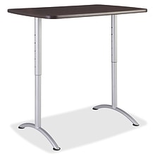 Iceberg Walnut Top Sit-to-Stand Table, Rectangle Top, Arch Base, 2 Legs, 48 Top L x 30 Top W x 1.1