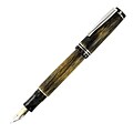 Delta SeaWood Fountain Pen, Dark Iroko Wood, Dark Horn-Color Resin Trim, Cartridge/Converter, #6 Fus (DS94005)