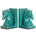 Urban Trends Stoneware Bookend; 6L x 4W x 8.5H, Turquoise, 2/Set (11182-AST)