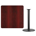 Flash Furniture 42 Square Laminate Table Top, Mahogany w/24 Round Bar-Height Table Base