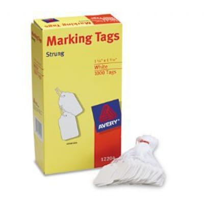 Avery® Marking Pre-Strung Tags 1.09"W x 1.75"L White, 1000/Pack (12204)