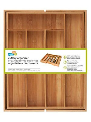 Honey Can Do Bamboo Expandable Cutlery Tray, 17"(L)