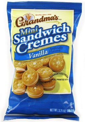 Grandmas Mini Vanilla Creme Cookies, 3.71 oz, 24/Carton (45095)