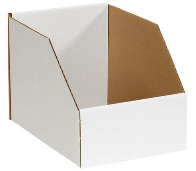 Quill Brand® Jumbo Open Top Corrugated Parts Bin Box, 8Hx8Wx12D, White, 25/PK