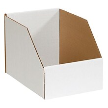 Quill Brand® Jumbo Open Top Corrugated Parts Bin Box, 8Hx8Wx12D, White, 25/PK