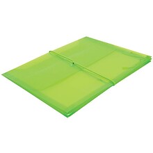 JAM Paper® Plastic Envelope with Elastic Band, 9.75 x 13 with 2.625 Inch Expansion, Lime Green, Sold