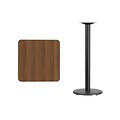 Flash Furniture 24 Square Laminate Table Top, Walnut w/18 Round Bar-Height Table Base